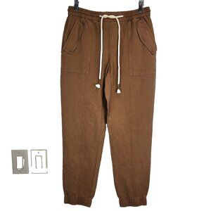 C&C California Linen Blend Jogger Pant Womens S Umber Brown Pull On‎